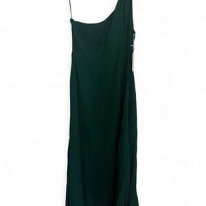 Reformation One Shoulder Emerald Dress